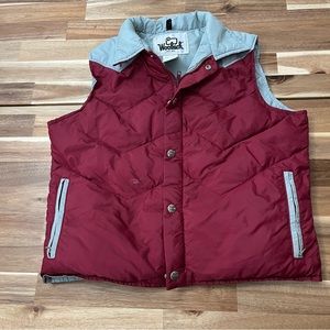 Vintage Women’s Woolrich Down Puffer Vest Size Large Burgundy Gray